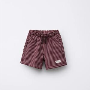 Zara Burgundy Striped Kids Shorts
